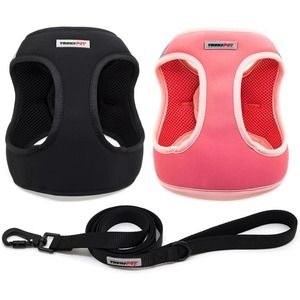 Dog Medium Harness and Leash Set Soft Fabric Padded Reflective Vest Hook Loop